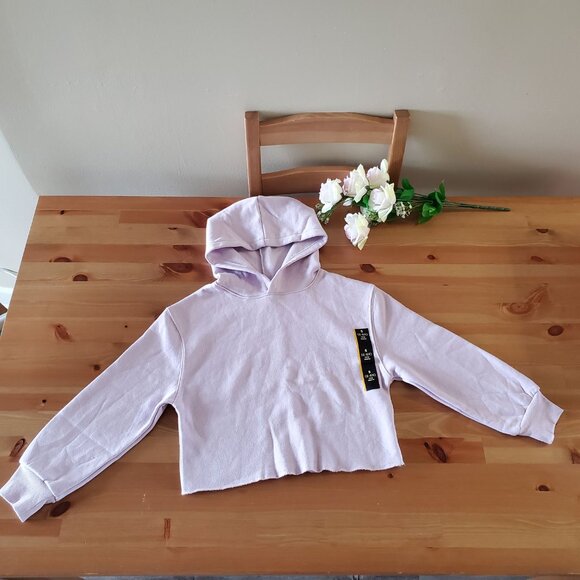 Art Class - Kids' Fleece Raw Edge Boxy Hoodie Size S/M Violet - Picture 7 of 7